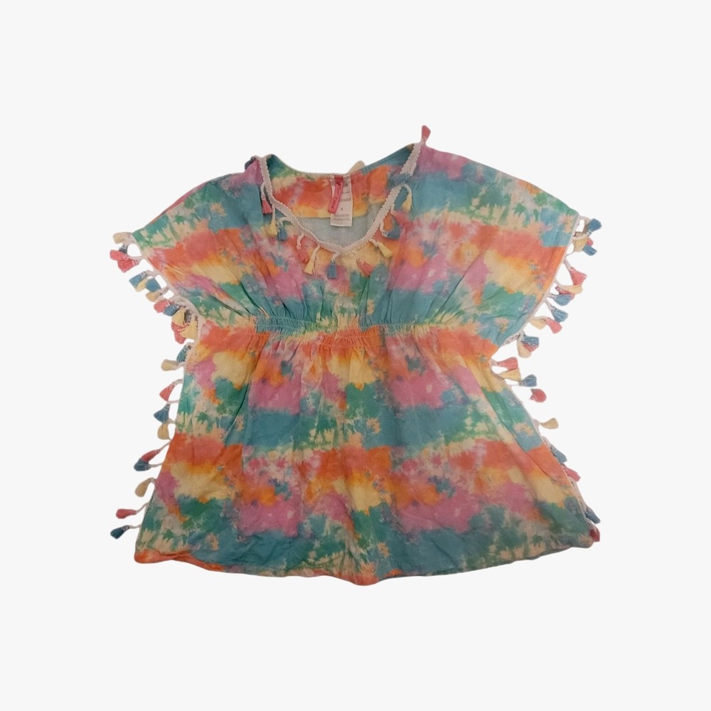 Betsey Johnson Tie Dye Fringed Boho Beach Swimsuit Coverup Toddler Girl‎ Sz 4